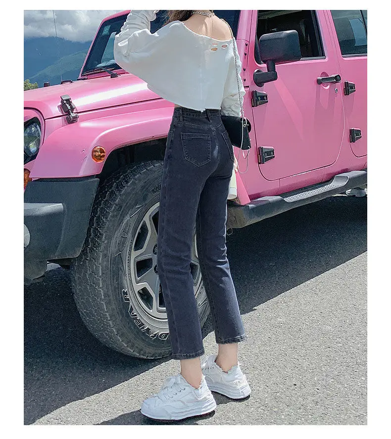 Korean Straight Jeans Women Spring 2022 Loose Slim Stretch — feature 9