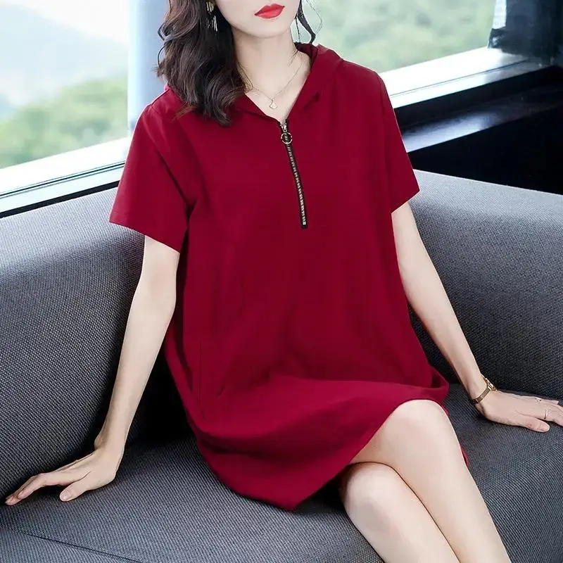Women Navy Blue 2022 Summer Loose Slim Skirt Dress - Image 4