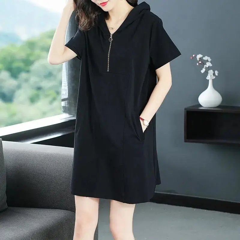 Women Navy Blue 2022 Summer Loose Slim Skirt Dress - Image 5