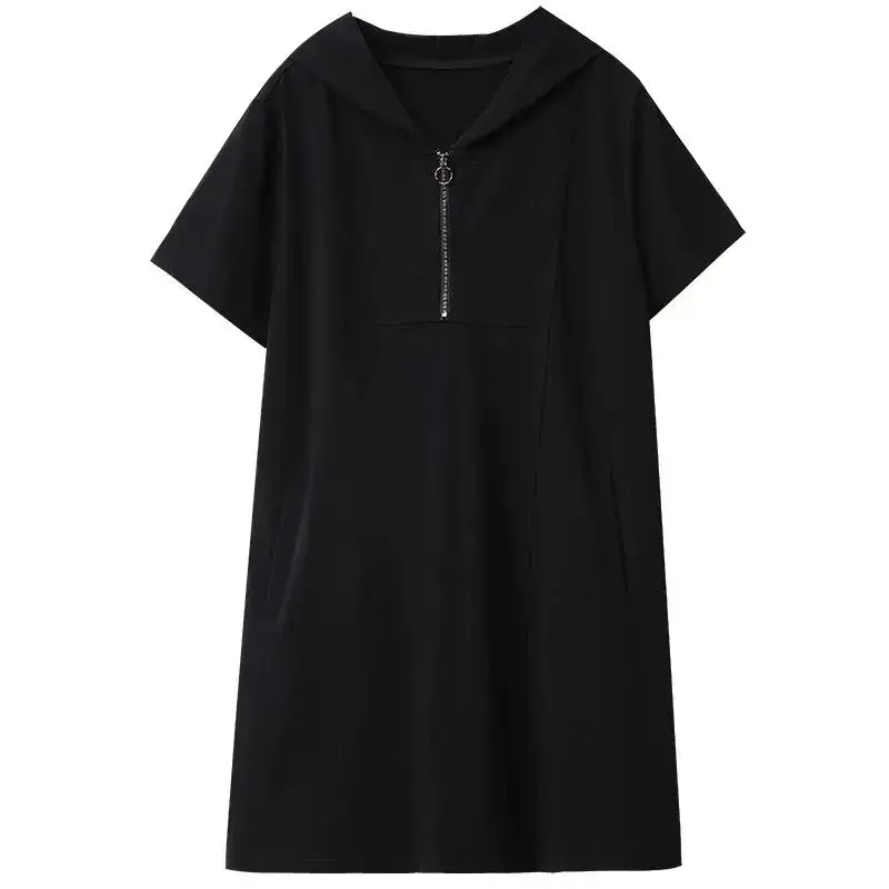 Women Navy Blue 2022 Summer Loose Slim Skirt Dress - Image 8
