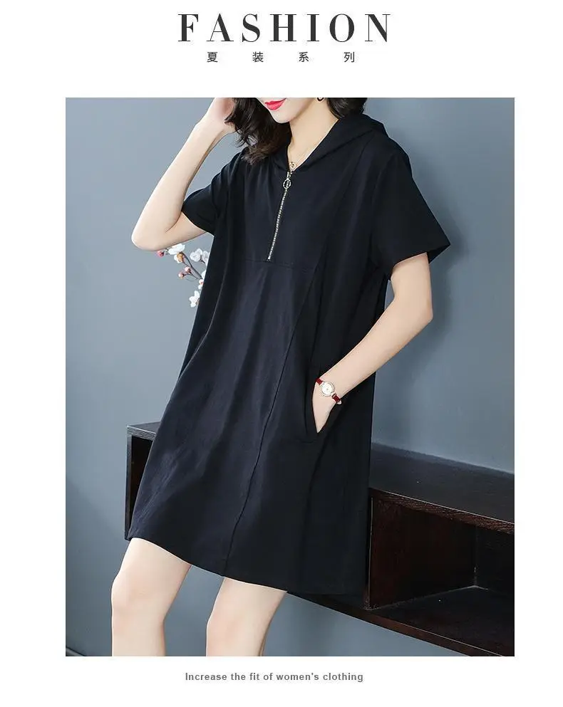 Women Navy Blue 2022 Summer Loose Slim Skirt Dress — feature 10