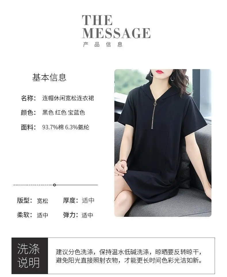 Women Navy Blue 2022 Summer Loose Slim Skirt Dress — feature 4