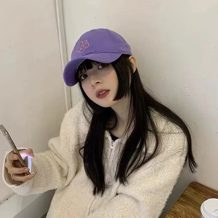Purple Japanese Style Cap for Girls Boys Spring Summer