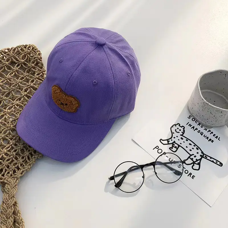 Purple Japanese Style Cap for Girls Boys Spring Summer