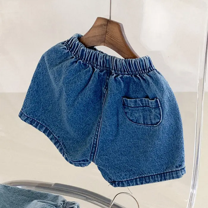 Blue Denim Baby Shorts for Boys Girls Pocket - Image 3