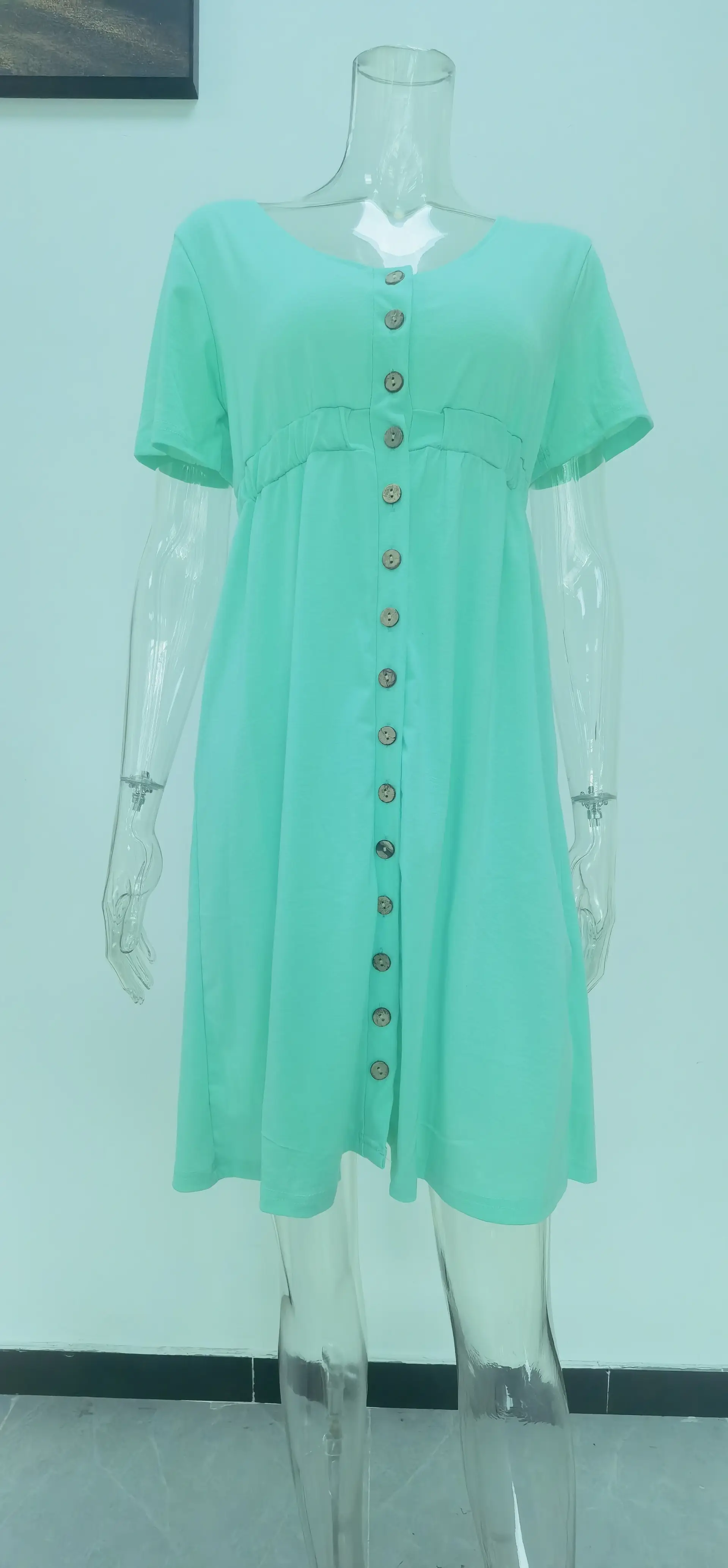 2026 V-Neck Midi Dress Solid Yellow Long Sleeve — feature 41