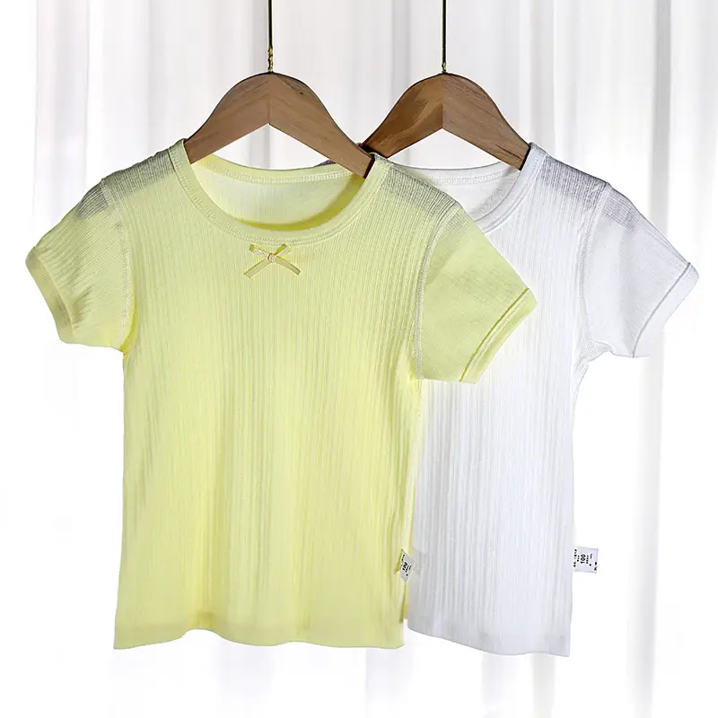 Cotton Short Sleeve Baby Shirt Pink Yellow - Image 2