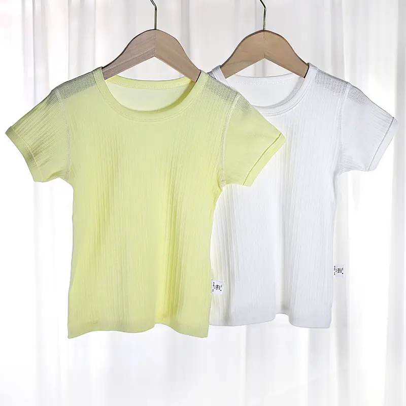 Cotton Short Sleeve Baby Shirt Pink Yellow - Image 5