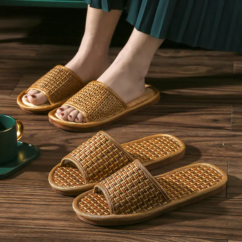Bamboo Rattan Open Toe Sandals for Men Women