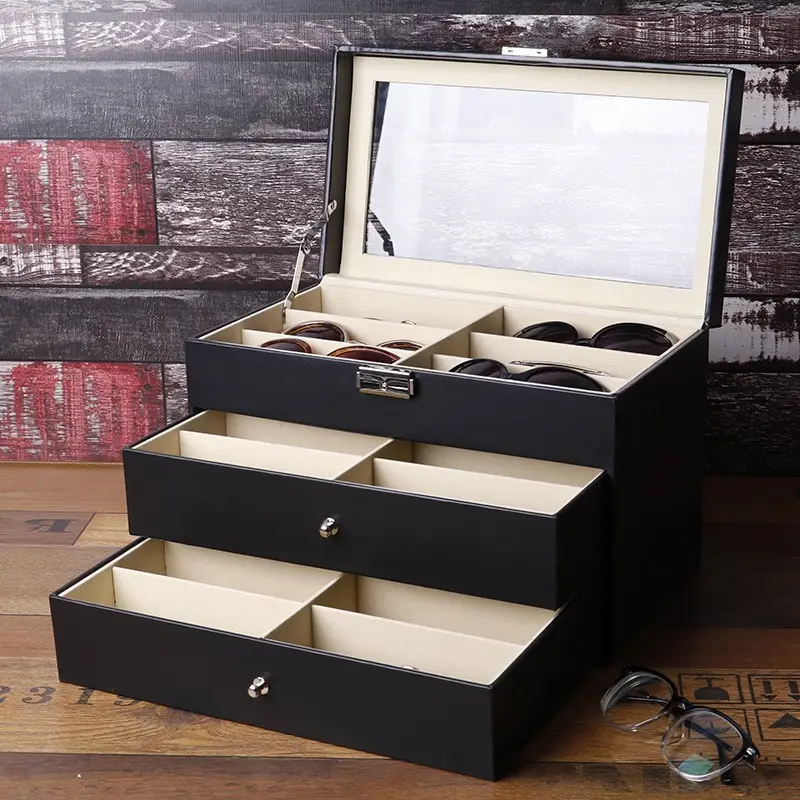 Qingyu PU Leather Glasses Storage Box Black 81218 - Image 3