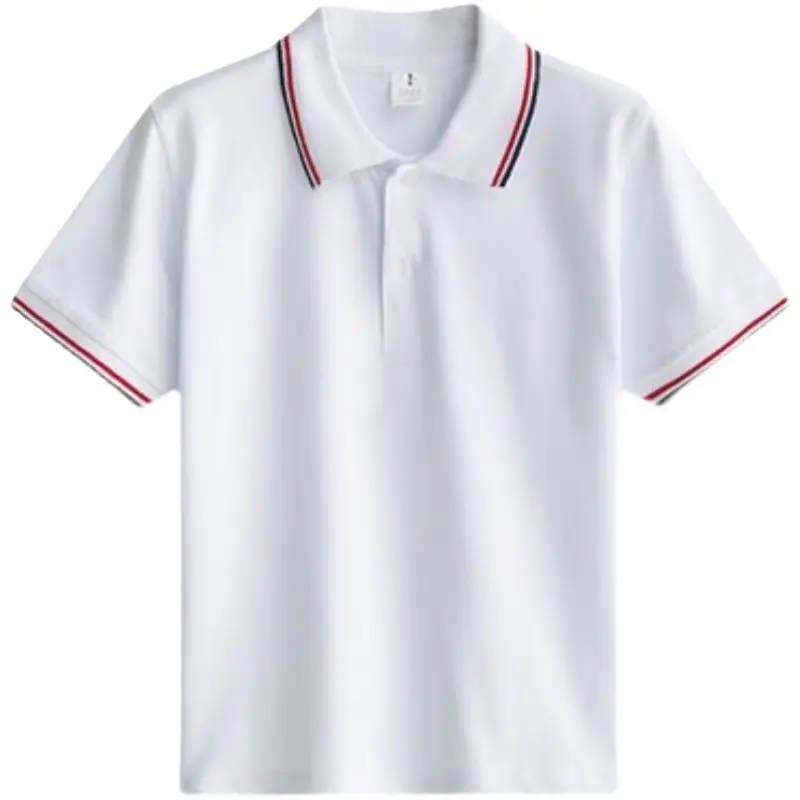 White School Uniform T-Shirt for Boys Girls Summer Lapel Polo Class - Image 11