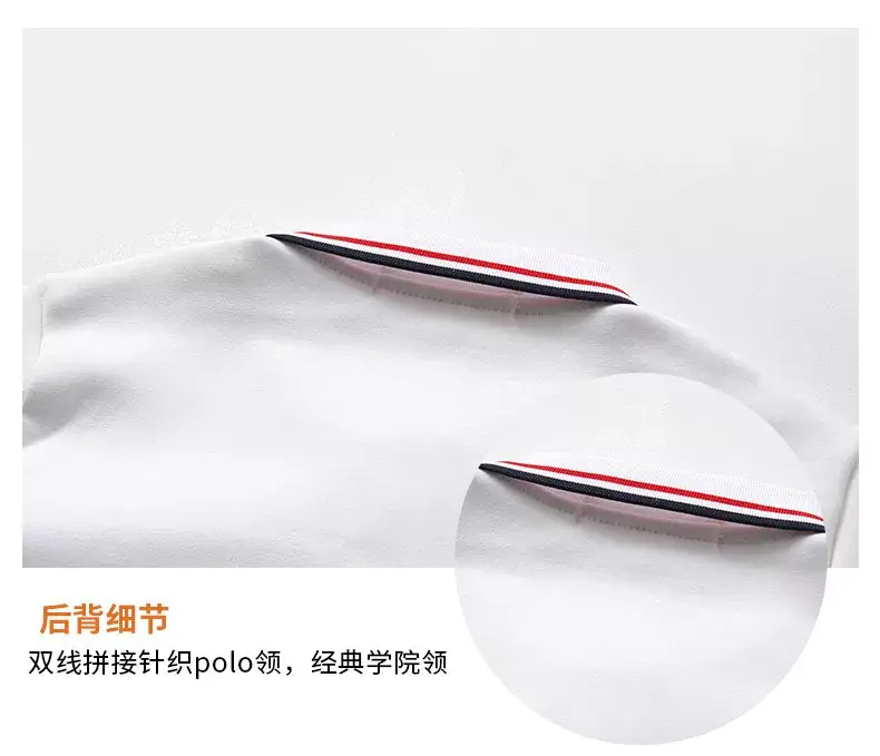White School Uniform T-Shirt for Boys Girls Summer Lapel Polo Class — feature 7