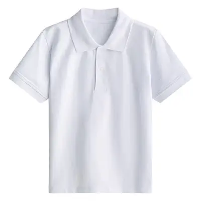 White School Uniform T-Shirt for Boys Girls Summer Lapel Polo Class - Image 2