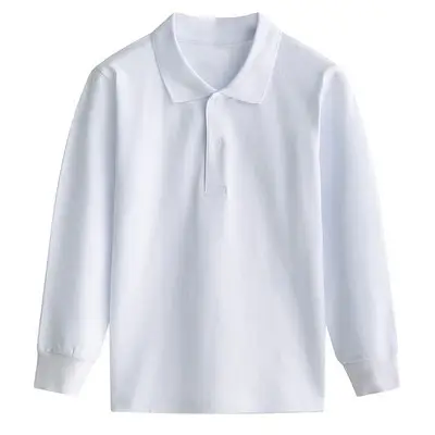 White School Uniform T-Shirt for Boys Girls Summer Lapel Polo Class - Image 4