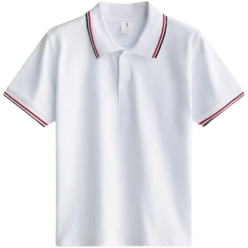White School Uniform T-Shirt for Boys Girls Summer Lapel Polo Class - Image 5