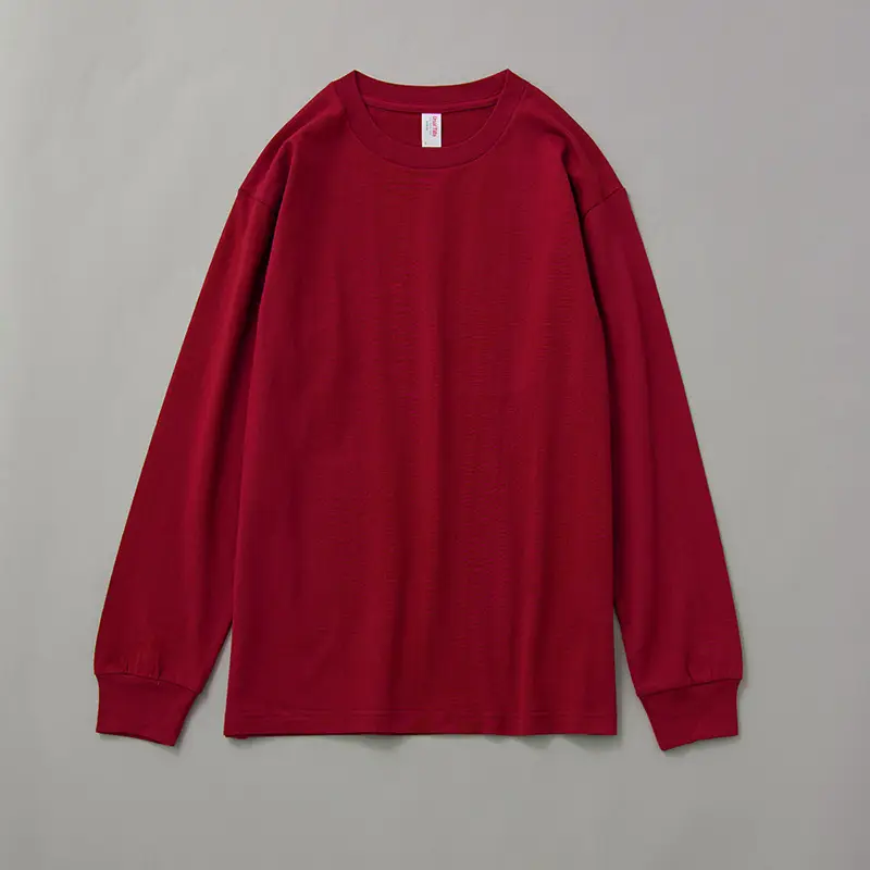 Red Long Sleeve Cotton Sweatshirt for Women - Image 7