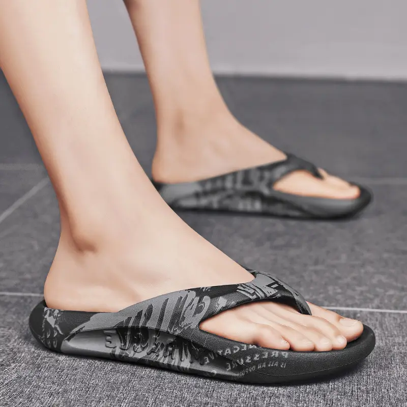Men Women Black Slip-On Flip Flops Large Non-Slip