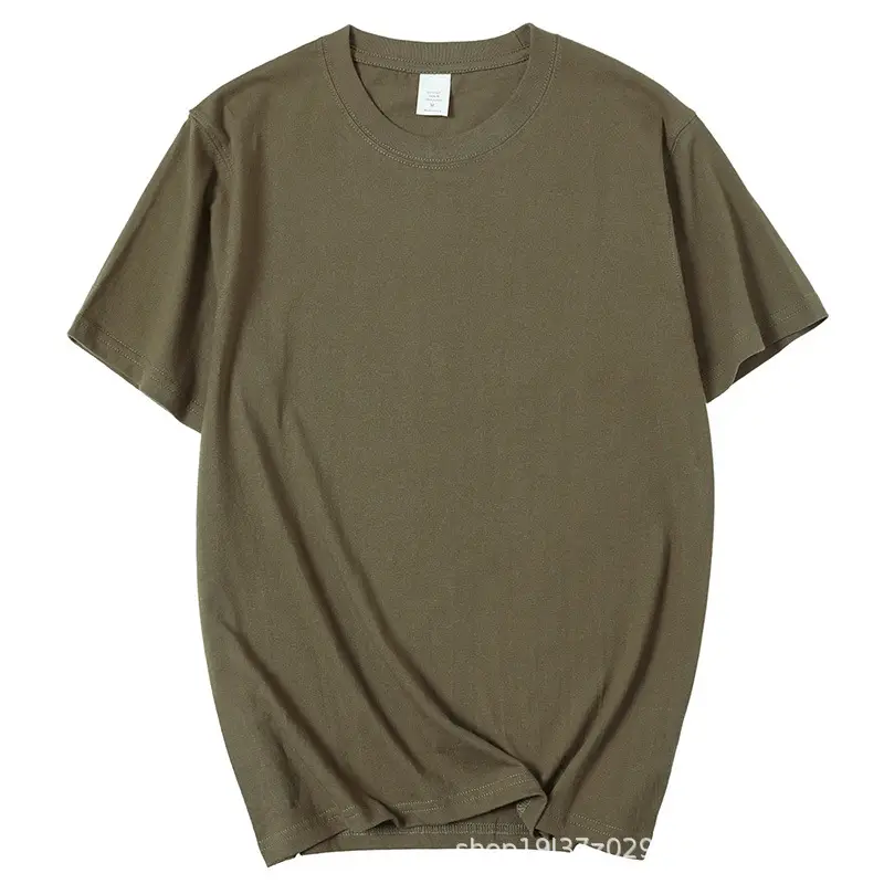 Men Women Heavy Cotton Loose T-Shirt Olive Green - Image 8