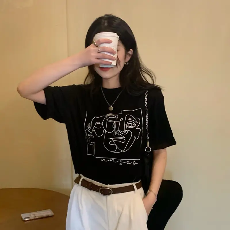 Women Korean Style Loose T-Shirt Leopard Skirt Set