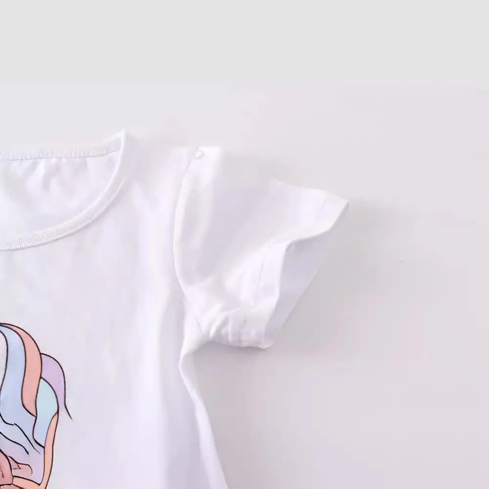 Unicorn Printed Kids T-Shirt White Round Neck Short Sleeve - Image 4