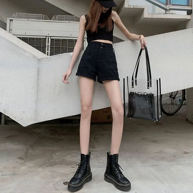Women's Black Shorts with High Waist & Lace Trim - Image 8