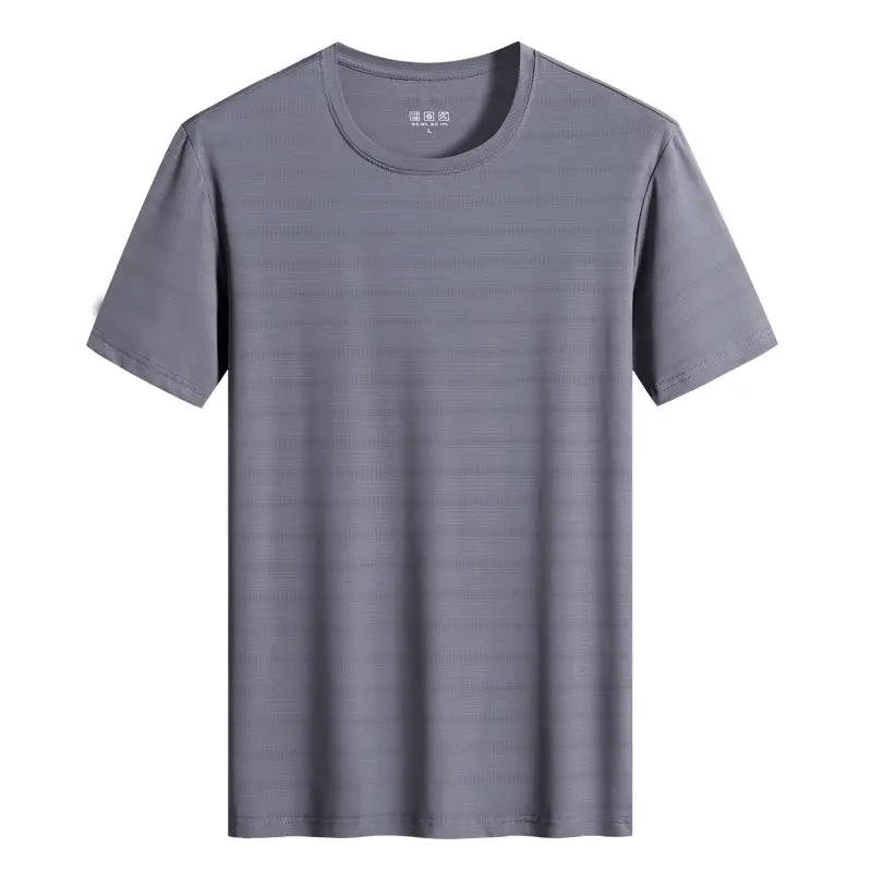 Men's Ice Silk Short Sleeve T-Shirt Light Blue Large - Image 11