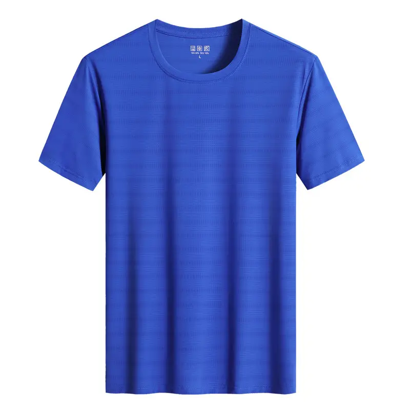 Men's Ice Silk Short Sleeve T-Shirt Light Blue Large - Image 3