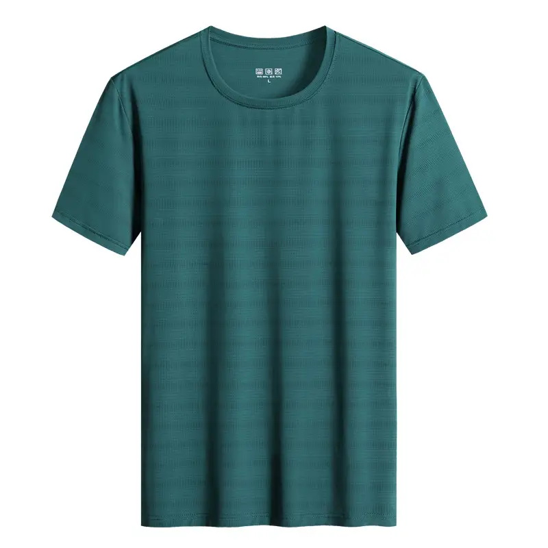 Men's Ice Silk Short Sleeve T-Shirt Light Blue Large - Image 6