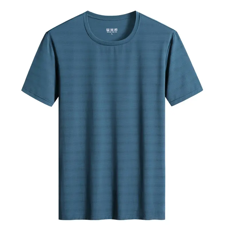 Men's Ice Silk Short Sleeve T-Shirt Light Blue Large - Image 7
