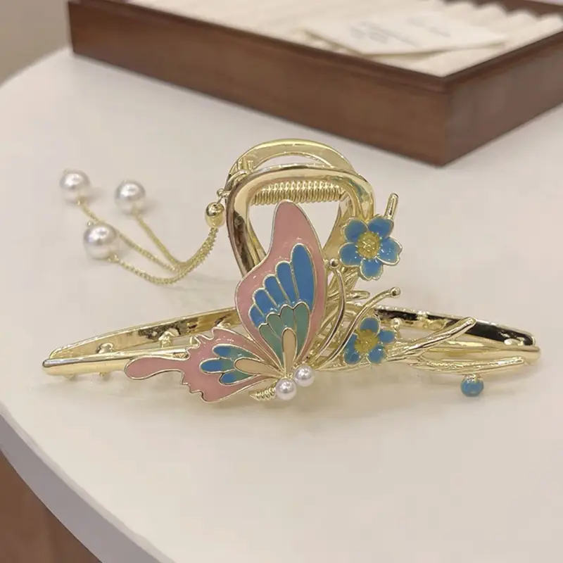 Elegant Butterfly Hairpin with Red Embellishments - Image 33
