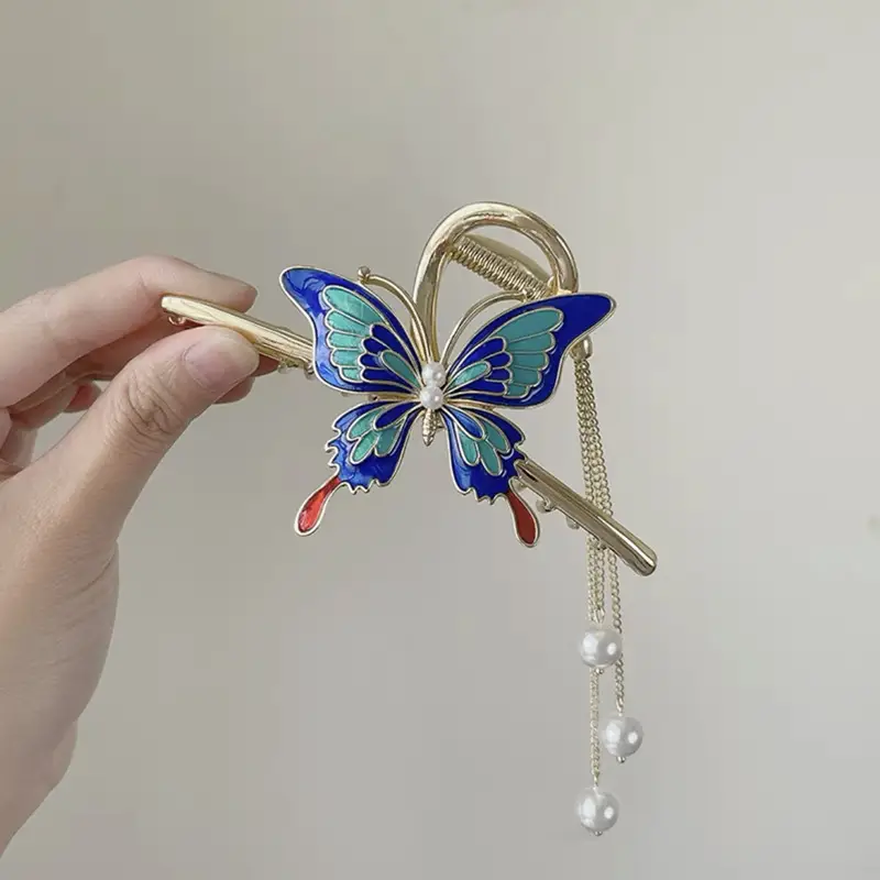 Elegant Butterfly Hairpin with Red Embellishments - Image 34