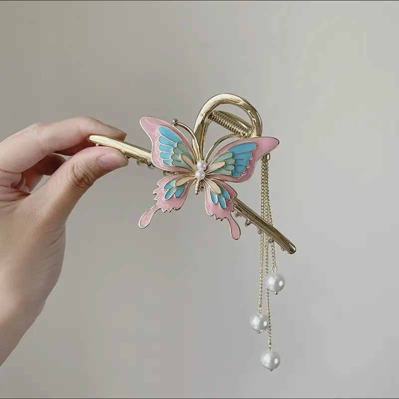 Elegant Butterfly Hairpin with Red Embellishments - Image 35