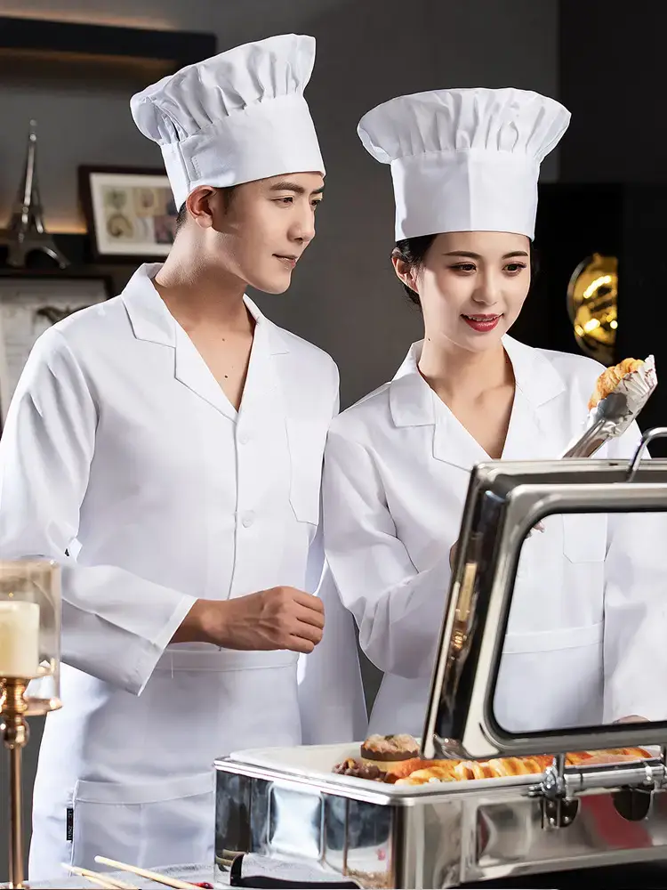 Men's White Kitchen Chef Shirt Thin Breathable Summer Wear