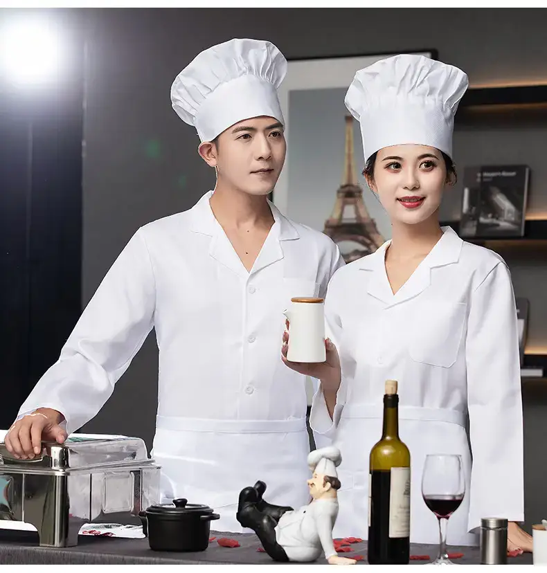 Men's White Kitchen Chef Shirt Thin Breathable Summer Wear — feature 14