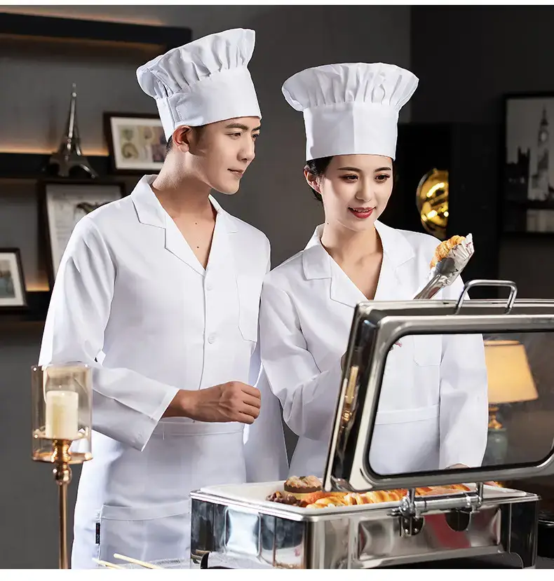 Men's White Kitchen Chef Shirt Thin Breathable Summer Wear — feature 15