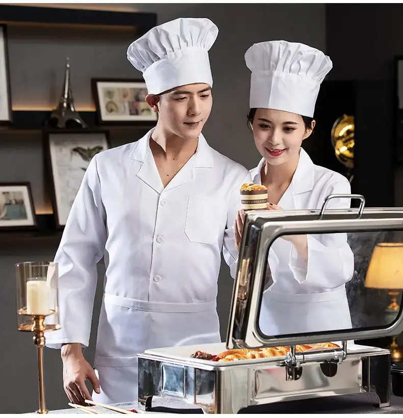 Men's White Kitchen Chef Shirt Thin Breathable Summer Wear — feature 16