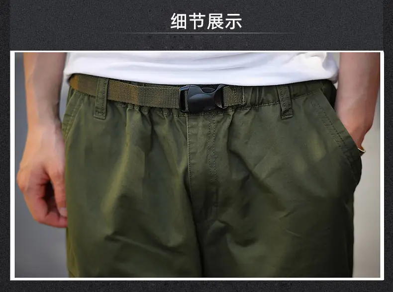 Men's Olive Green Capri Shorts with Multi-Pockets — feature 16