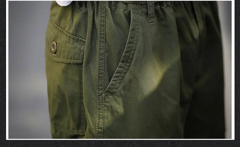 Men's Olive Green Capri Shorts with Multi-Pockets — feature 17