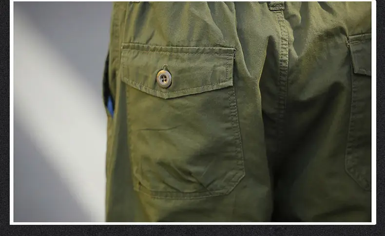 Men's Olive Green Capri Shorts with Multi-Pockets — feature 18