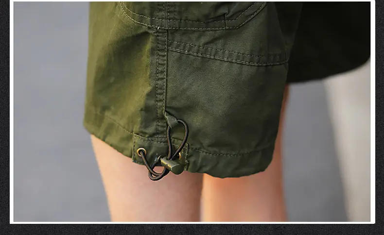 Men's Olive Green Capri Shorts with Multi-Pockets — feature 19