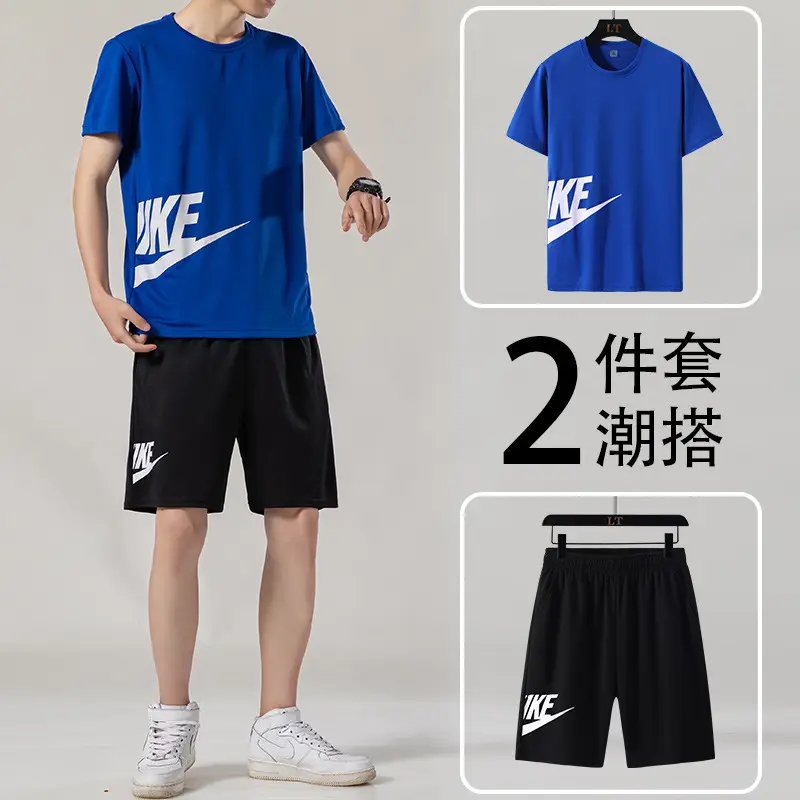 2022 Men Black Nike 2Pcs Summer Sports Suit Large - Image 9