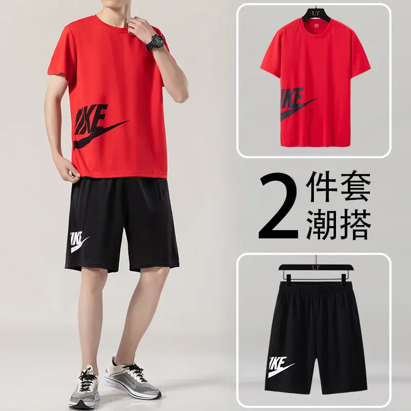2022 Men Black Nike 2Pcs Summer Sports Suit Large - Image 10