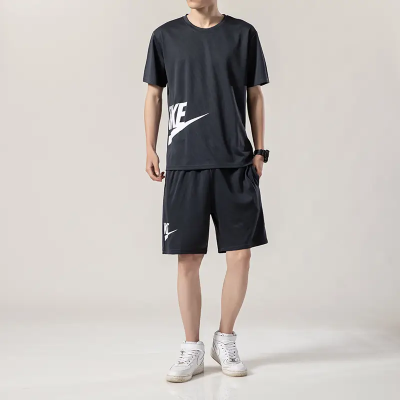 2022 Men Black Nike 2Pcs Summer Sports Suit Large - Image 3