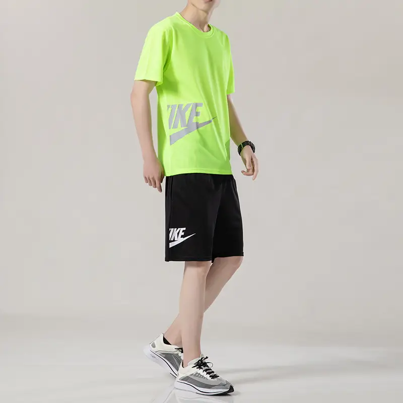 2022 Men Black Nike 2Pcs Summer Sports Suit Large - Image 4
