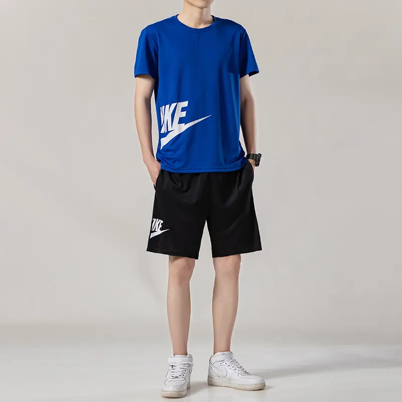 2022 Men Black Nike 2Pcs Summer Sports Suit Large - Image 6