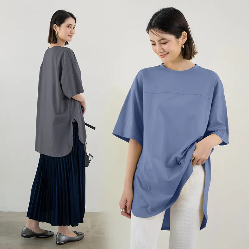 Japanese Cotton Pullover T-Shirt Grey Loose Fit - Image 8