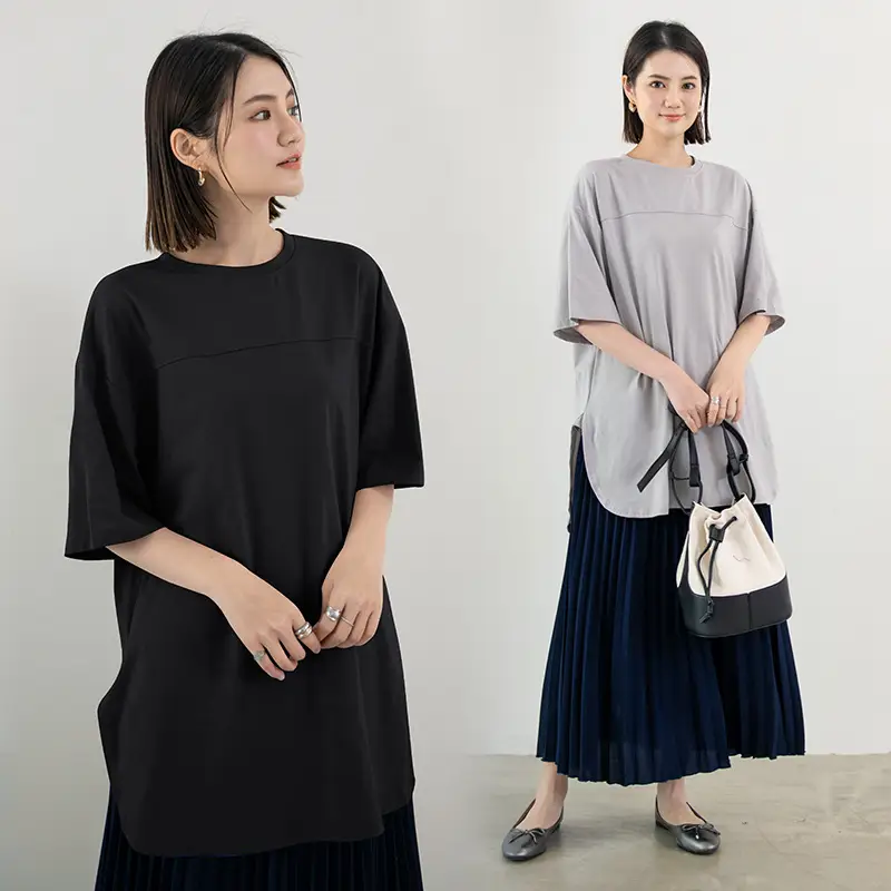 Japanese Cotton Pullover T-Shirt Grey Loose Fit - Image 9
