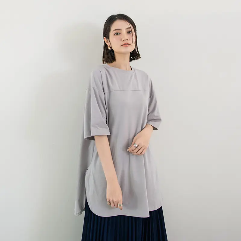Japanese Cotton Pullover T-Shirt Grey Loose Fit - Image 3