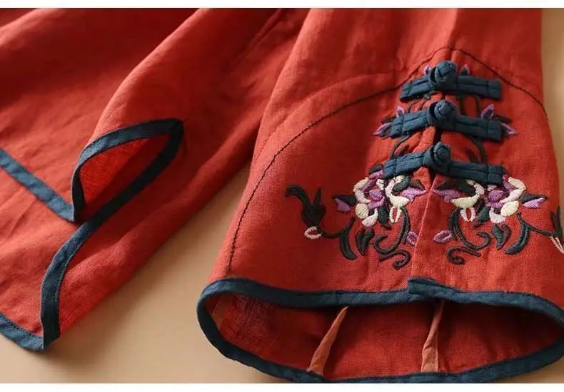 Women Chinese Style Oblique Blouse with Embroidery — feature 12