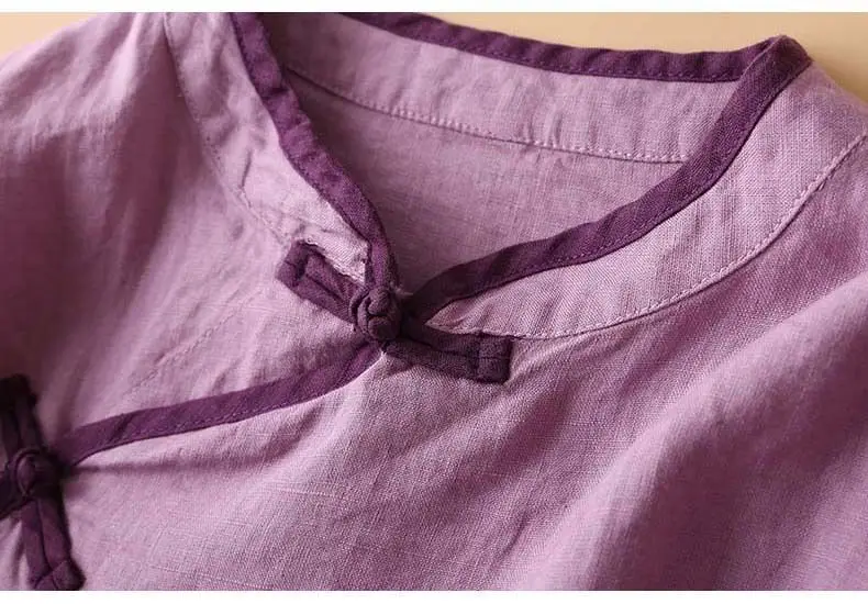Women Chinese Style Oblique Blouse with Embroidery — feature 17